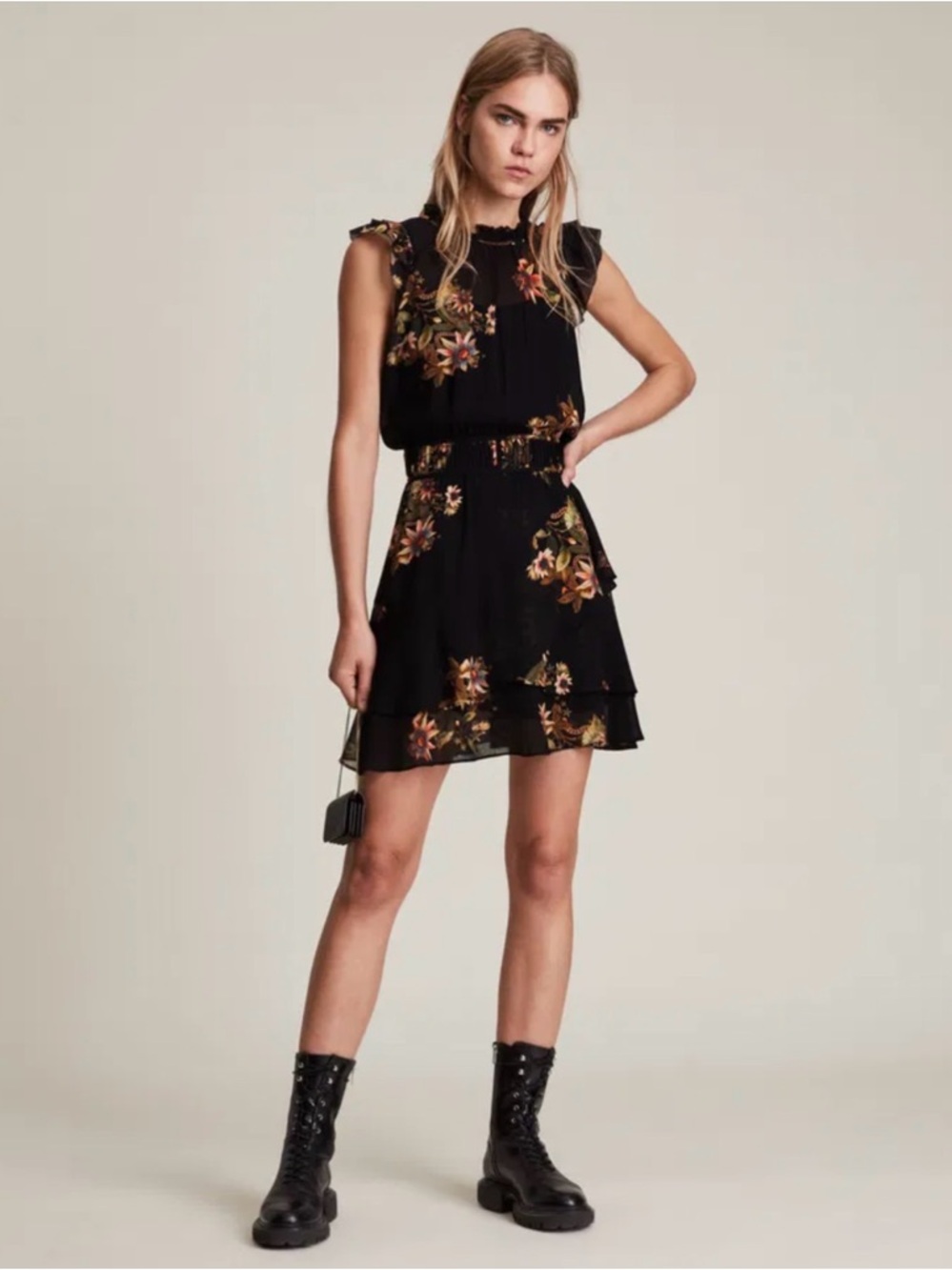 All Saints Caylan Avifauna Silk Blend Dress